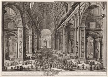 GIUSEPPE VASI Two etchings of St. Peters Basillica and the Vatican.
